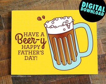 Beer Printable Father's Day Card - beer lover card, father's day beer card, instant download, printable card for dad, dad beer card, diy