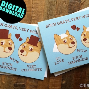 Cartão Digital - Cartão de Casamento Doge Meme Gay ou Lésbica "Tal Grats, Very Wedding" - Cartão de casamento engraçado, cartão de download instantâneo, cartão para impressão