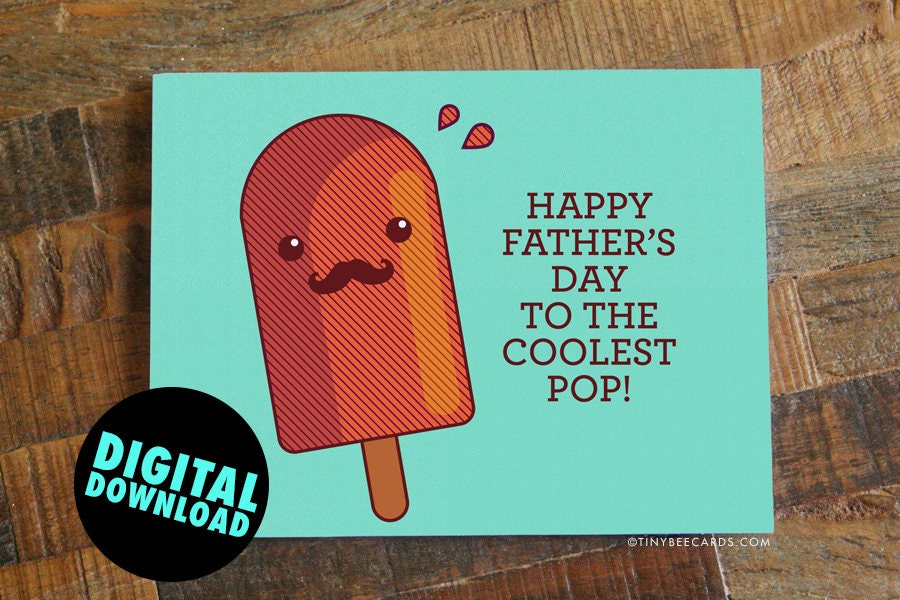 Printable Father's Day Card "Coolest Pop" - Dad day dig…
