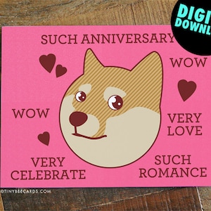 Tarjeta de aniversario imprimible divertida Doge "Tal aniversario" - Tarjeta imprimible, tarjeta de descarga instantánea, tarjeta Shiba Inu, tarjeta de felicitación digital