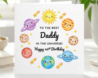 Birthday Card For Daddy, Personalised Space & Universe Design