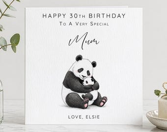 Birthday Card For Mum - Personalised Baby Panda Design upto 4 Cubs