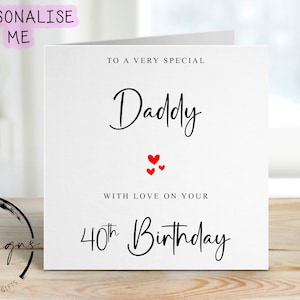Carte d'anniversaire papa personnalisée de tout âge - carte coeur pour lui, 30e 40e 50e 60e 70e 80e 90e