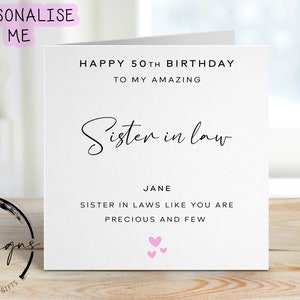 Carte d'anniversaire personnalisée belle-soeur - citations précieuses et rares avec n'importe quel âge/nom, carte de voeux 21, 30, 40, 50, 60, 70, 80, 90