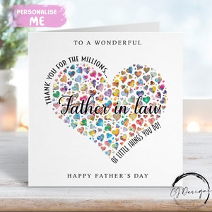 Carte de fête des pères pour beau-père - Merci pour les millions de choses que vous faites Heart