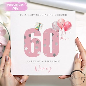 Carte d'anniversaire personnalisée avec un voisin, numéros d'âge roses N'IMPORTE QUELLE MENTION /ÂGE/ nom 21e 25e 30e 40e 45e 50e 55e 60e 65e 70e 80e 85e