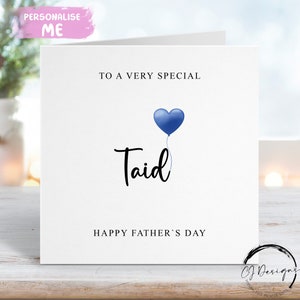 Carte de fête des pères Taid, avec ballon coeur bleu, N'IMPORTE QUELLE MENTION Petite ou grande carte
