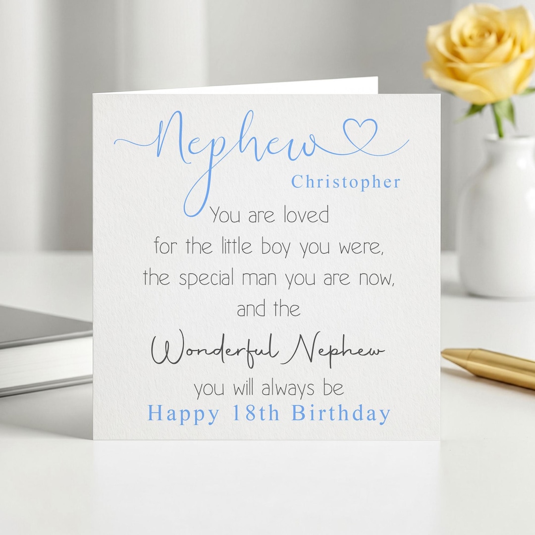 Personalised Nephew Birthday Card Quote Coming of Age 21st 18th 16th ...
