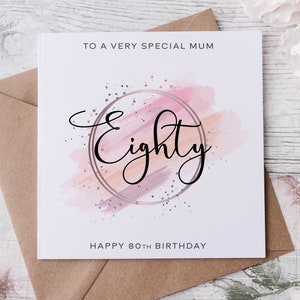 Carte personnalisée 80e anniversaire, toute relation familiale, joyeux anniversaire d'un ami, carte d'âge pour sa nièce, soeur, fille, maman thème rose