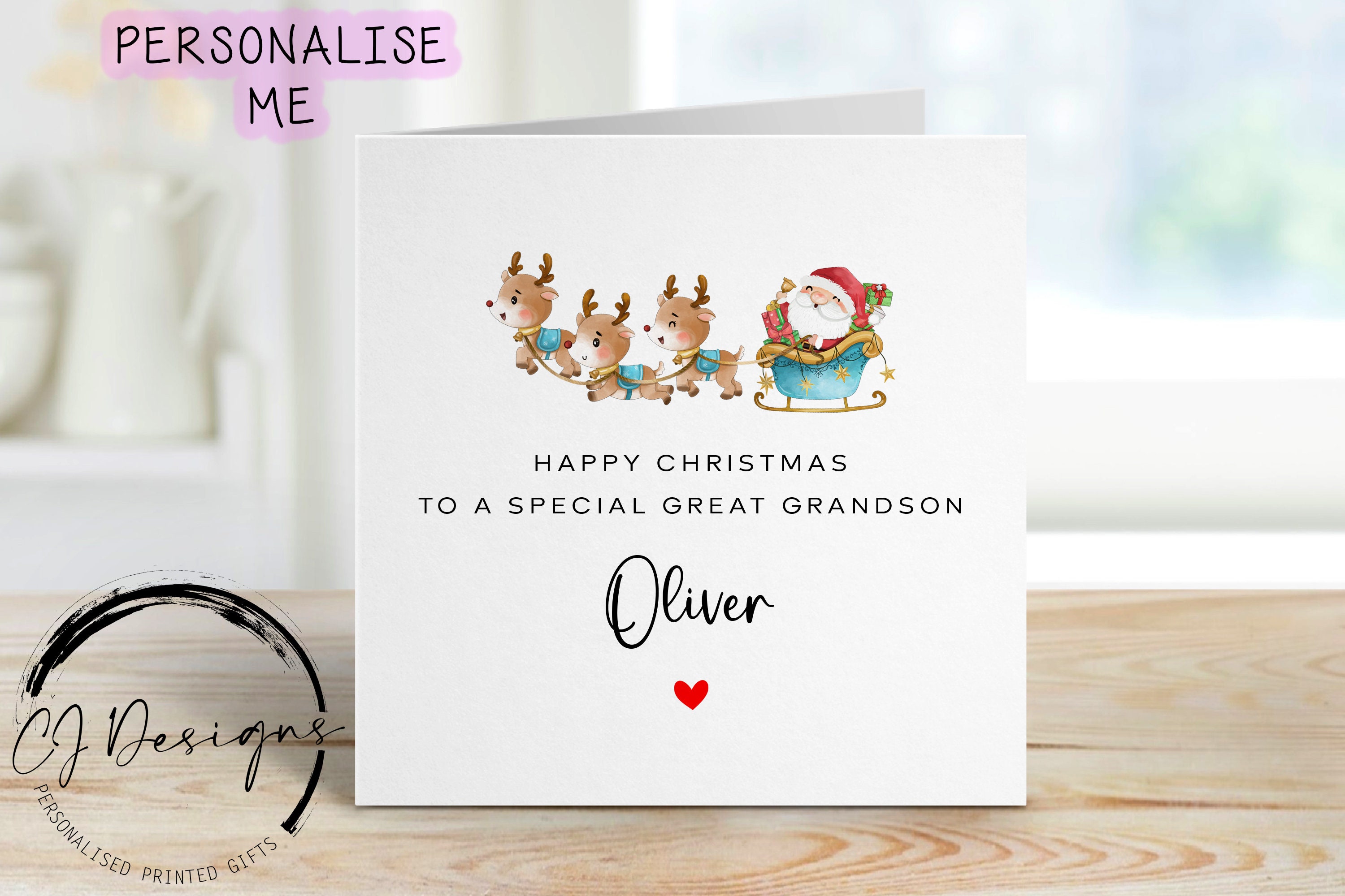 White Cotton Cards Weihnachtskarte Für Enkel – Handgefertigt Mit Elefant & Affe, Glitzer, 16x16cm