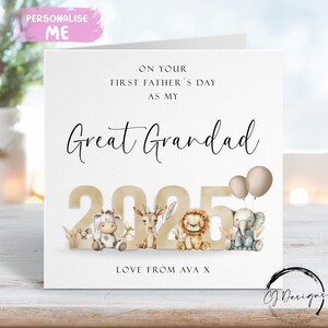 Thème animal neutre personnalisé Première fête des pères comme mon arrière-grand-père avec nom