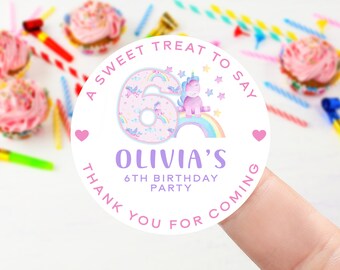 24 Personalised Unicorn Birthday Stickers – Thank You For Coming To My Party – Giggle Amore 10 thumbnail image