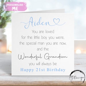Citation personnalisée de carte d'anniversaire de petit-fils de l'âge 21, 18, 16, 30, merveilleuse carte de petit-fils pour lui, tout âge