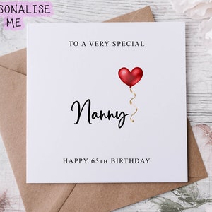Carte d'anniversaire personnalisée pour nounou, membre de la famille spécial, joyeux anniversaire, carte d'âge pour lui 50e, 60e, 70e, 80e, tout âge, moyen ou grand