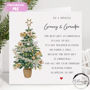 Oma en opa gedicht kerstkaart - kerstkaart grootouders - kaart boompaar en rood hart