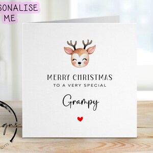 Weihnachtskarte für speziellen Grampy - niedliche Rentier-Design-minimalistische Karten