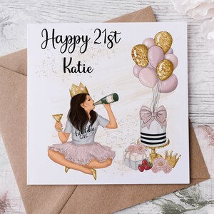 Gepersonaliseerde 21e verjaardagskaart, speciale dochter, gelukkige verjaardag, leeftijdskaart voor haar, tiener, 18e, 21e, 30e blond, rood, bruin