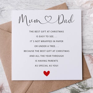 Weihnachtskarte für Mama und Papa, Karte für Sie, Frohe Weihnachten Gedicht personalisierte Grußkarte
