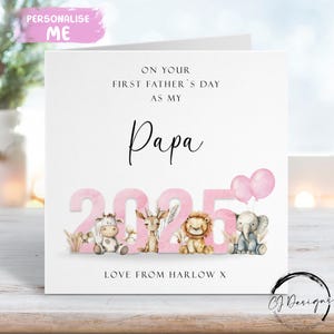 Personalizado Primeiro Dia dos Pais Como Meu Papa Tema Animal Rosa com Nome QUALQUER PALAVRA 1º Dia dos Pais