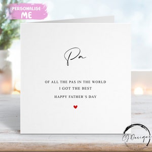 Biglietto per la festa del papà, ho il miglior papà del mondo con cuore rosso QUALSIASI TESTO