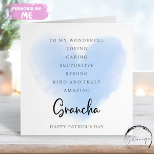 Citation de carte de fête des pères Grancha - Carte de affirmation de soi avec coeur bleu TOUT TEXTE