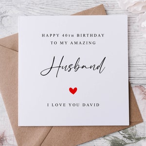 Biglietto di auguri personalizzato per il compleanno del marito - Biglietto di auguri personalizzato con nome e qualsiasi per lui 30° 40° 50° 18° 21° 60° 70°