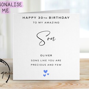 Biglietto di auguri personalizzato per il compleanno del tuo figlio - Citazione preziosa e rara con qualsiasi età/nome, biglietto di auguri per il 16°, 17°, 18°, 21°, 30°, 40°, 50°, 60°