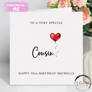Personalisierte Cousin Geburtstagskarte, spezieller Verwandter, alles Gute zum Geburtstag, Alterskarte für ihren 30., 40., 50., 60., 70., 80