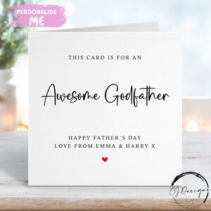Tarjeta personalizada para el Día del Padre con un padrino increíble, con corazón rojo. CUALQUIER TEXTO. Tarjeta pequeña o grande.
