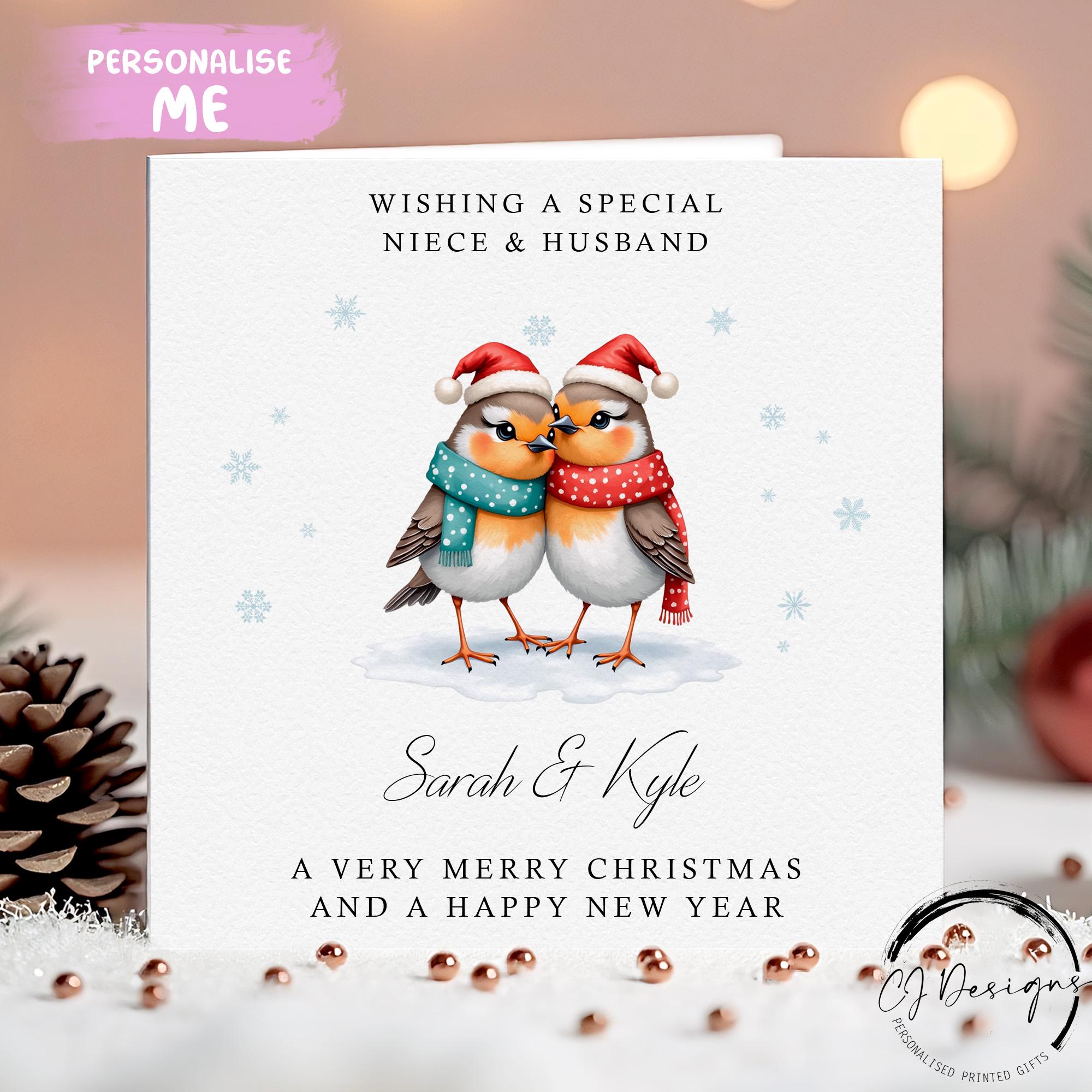 Classic Christmas Card Niece And Husband - 9 X 6 Inches