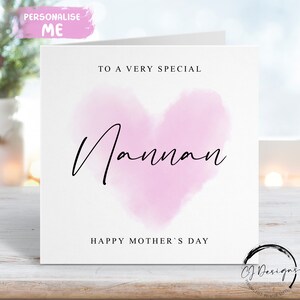 Tarjeta del Día de la Madre de Nannan: corazón rosa con amor, mamá especial. CUALQUIER TEXTO