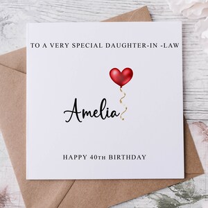 Carte d'anniversaire personnalisée pour sa belle-fille, membre de la famille spécial, joyeux anniversaire, carte d'âge pour ses 30, 40, 50, 60, 70, 80 ans, tout âge