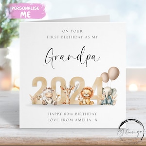 Biglietto di auguri di compleanno personalizzato per il nonno Primo come il mio tema animale neutro con nome QUALSIASI ETÀ/FORMULAZIONE 1° 50° 60° 65° 70° 75° 80° 90°