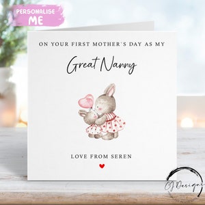Carte personnalisée Super nounou fête des mères 1ère carte Fête des mères comme ma super nounou lapin d'abord