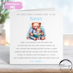 Carte personnalisée pour la fête des pères Bampy - Ours pour la première fête des pères comme poème avec le nom 1ère fête des pères