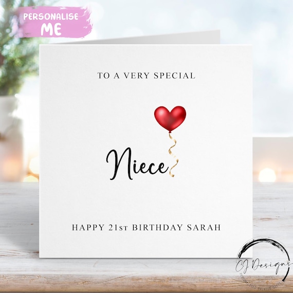 Personalised Niece Birthday Card, Card for Her Special Niece With
