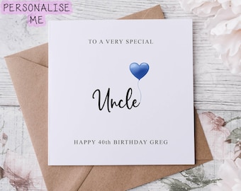 Personalised Uncle Birthday Card, Special Relative, Happy Birthday, Age Card For Him 30th, 40th,50th, 60th, 70th, 80th,  Any Age