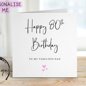 Gepersonaliseerde Nan-verjaardagskaart - Fabulous Nan - met elke leeftijd, wenskaart voor haar 40e, 50e 60e, 70e, 80e, 90e, 100e