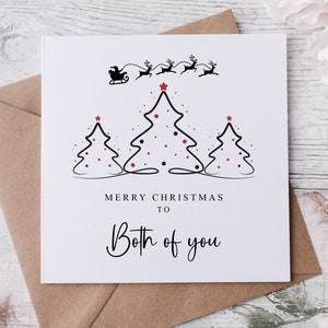 Carte de Noël pour vous deux avec un design d'arbre de Noël, merveilleuse carte de voeux pour un joyeux Noël à tous les deux
