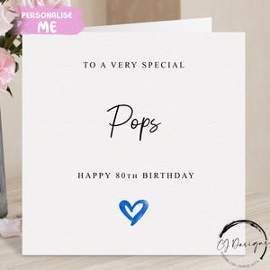 Carte d'anniversaire Pops personnalisée, coeur bleu