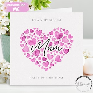 Gepersonaliseerde verjaardagskaart moeder, roze harten ELKE BEWOORDING/LEEFTIJD 30 40 40 45 50 50 60 65 70 75 75 80 85 90 90 95 100