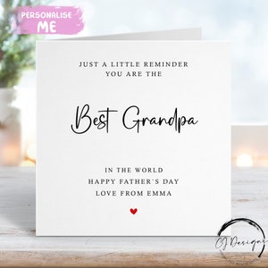 Biglietto personalizzato per la festa del papà "Best Grandpa", solo un piccolo promemoria che sei il migliore. QUALSIASI TESTO Biglietto piccolo o grande