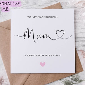 Personalised Mum Birthday Card, Special Relative, Happy Birthday Heart, Age Card For Him 30th, 40th,50th, 60th, 70th, 80th,  Any Age