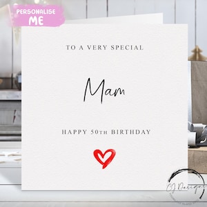 Carte d'anniversaire personnalisée pour maman, coeur rouge
