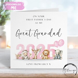 Thème animalier rose personnalisé pour la première fête des pères comme mon grand-père avec le nom
