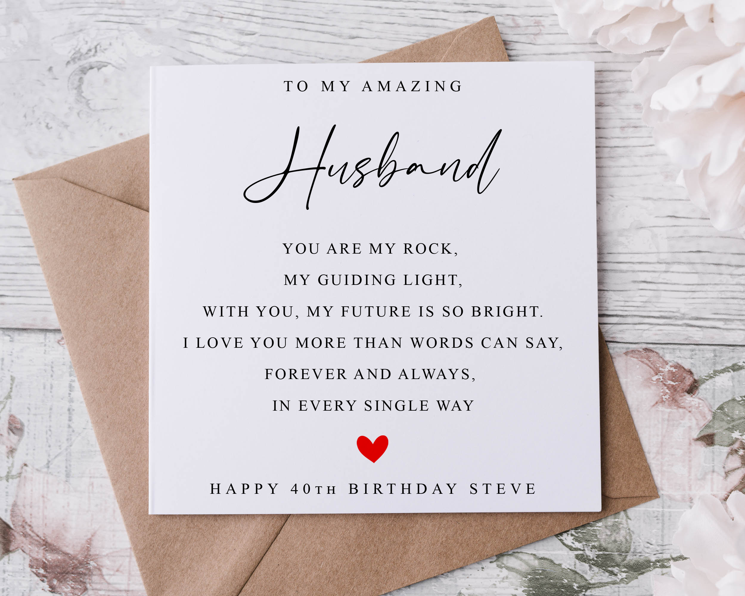 Old English Co. Birthday Card For Husband - Sentimental Poem With Watercolor Artwork