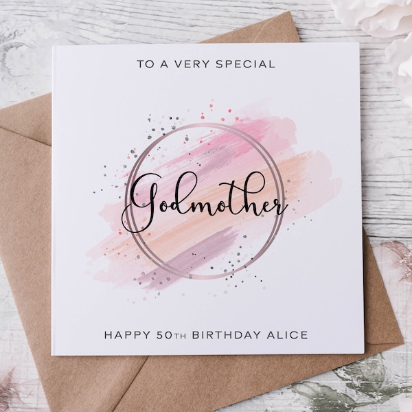 Personalised Godmother Birthday Card, Special Relative, Happy Birthday, Age Card For Her 30th, 40th,50th, 60th, 70th, 80th,  Any Age