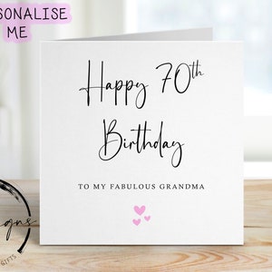 Gepersonaliseerde oma verjaardagskaart - fantastische oma - met elke leeftijd, wenskaart voor haar 40e, 50e 60e, 70e, 80e, 90e, 100e
