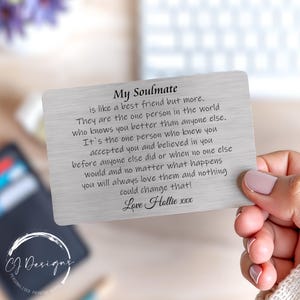 Personalised Soulmate Wallet Card Gift | Anniversary Gift for Him or Her | Sentimental Keepsake for Husband, Wife, Boyfriend, Girlfriend