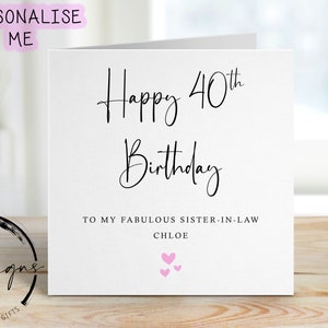 Biglietto di auguri di compleanno personalizzato per cognata - Favoloso - con qualsiasi età/nome, biglietto di auguri per 21°, 30°, 40°, 50°, 60°, 70°, 80°, 90°